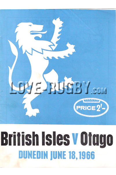 1966 Otago v British Isles  Rugby Programme